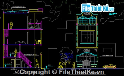 Bản vẽ autocad,Bản vẽ nhà phố,nhà 3 tầng,thiết kế nhà phố